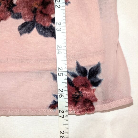 American Eagle | Pink Velvet Floral Chiffon Cowl Neck Mini Slip Dress | Size XS - Picture 12 of 13